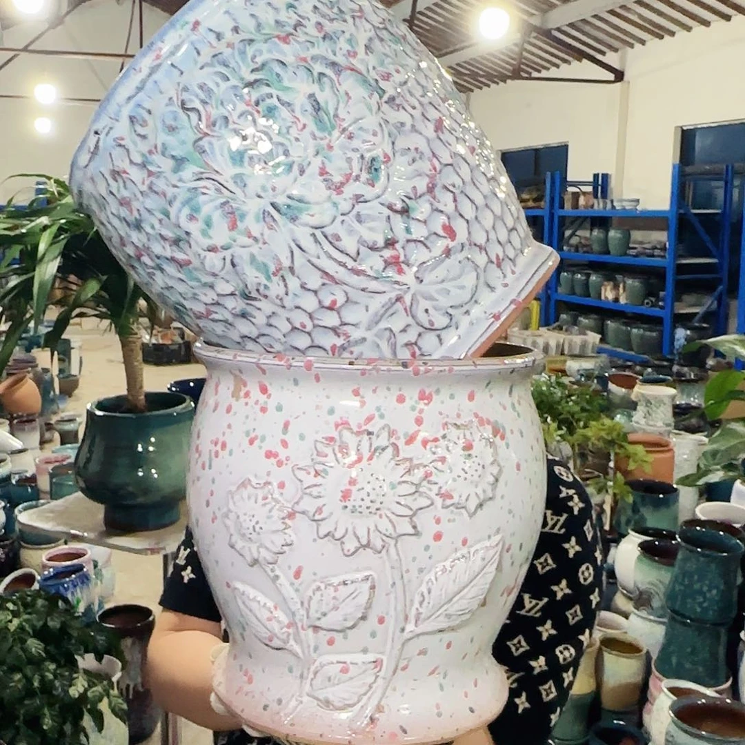 紫砂花盆高20口20