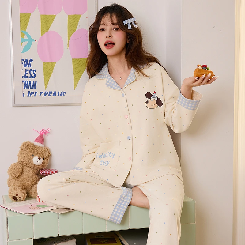 秋冬季德绒睡衣女款保暖加厚2025新款长袖开衫甜美可爱家居服套装