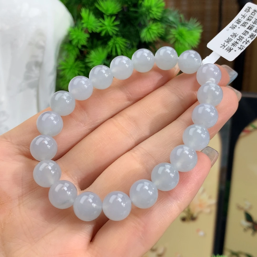 翡翠手链未镶嵌冰胶蓝底手链卡9.4m m