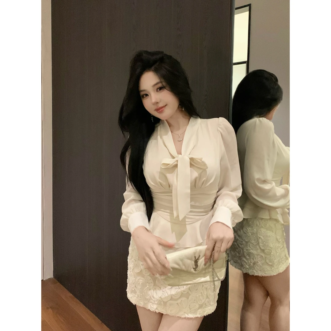 MengFairy【精致香香女】气质上衣高腰半身裙套装4819M4934M欧若风