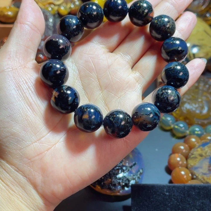 未镶嵌琥珀颈饰噗*缅甸琥珀海藻溶洞16规格