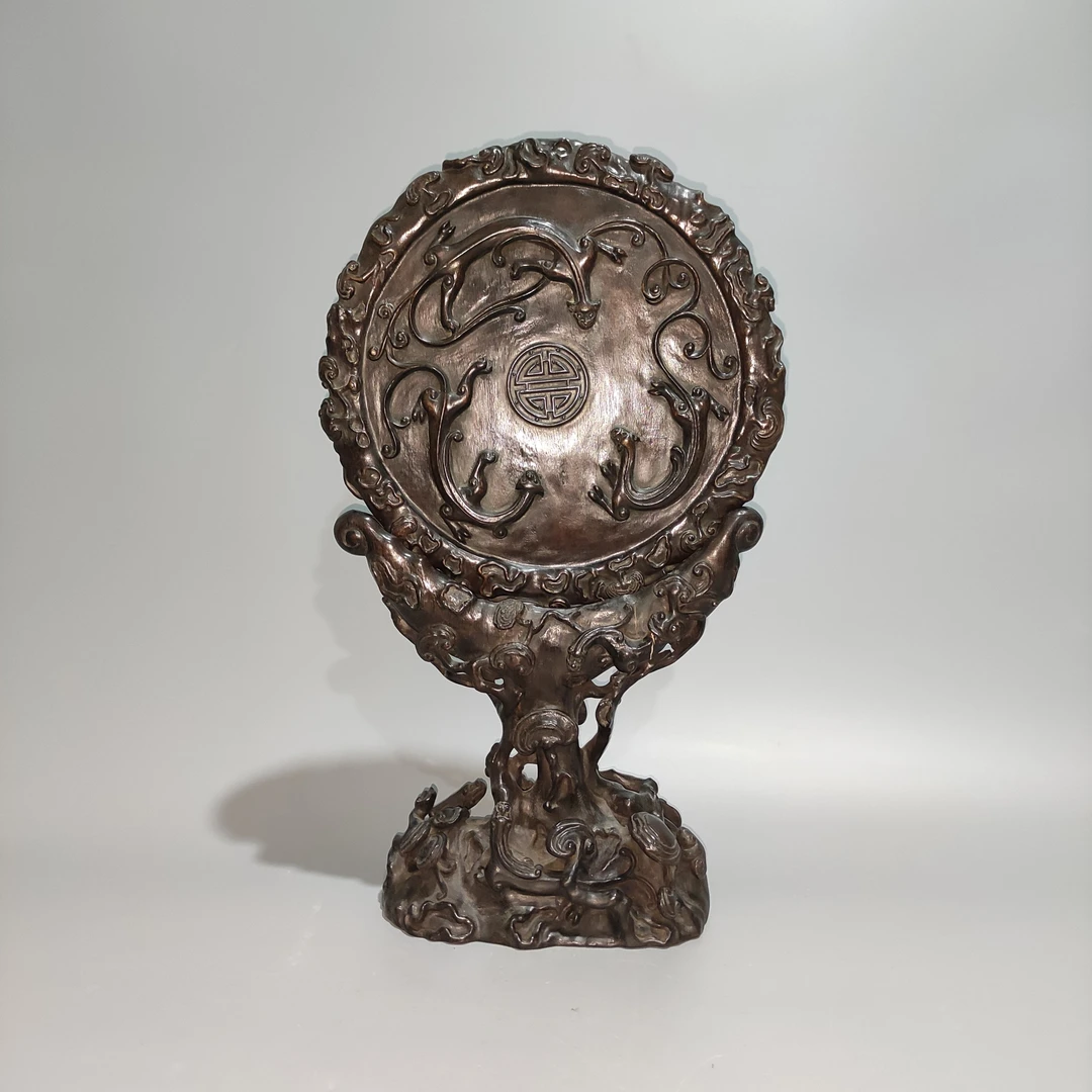 lot10   清代  沉香木 双龙捧寿纹大插屏