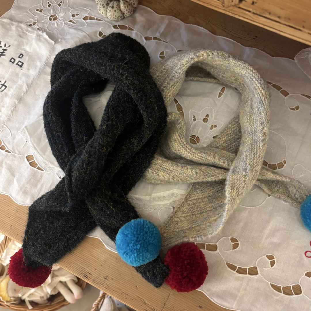 馒头推荐儿童杂色球球围巾