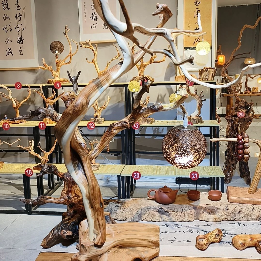 藤类请***涛太行崖柏双色意境摆件