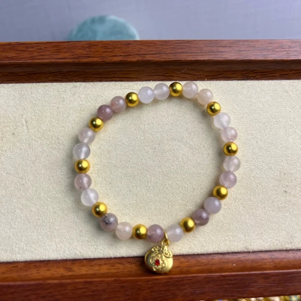 金色原创设计少女风女白色古法DIY饰品串珠灰月光