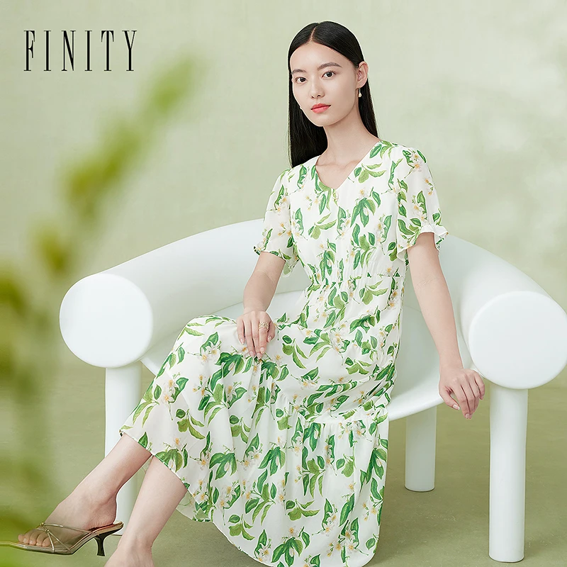 【粉丝专享】FINITY 新款连衣裙显瘦收腰复古宽松 F21X4C46L3