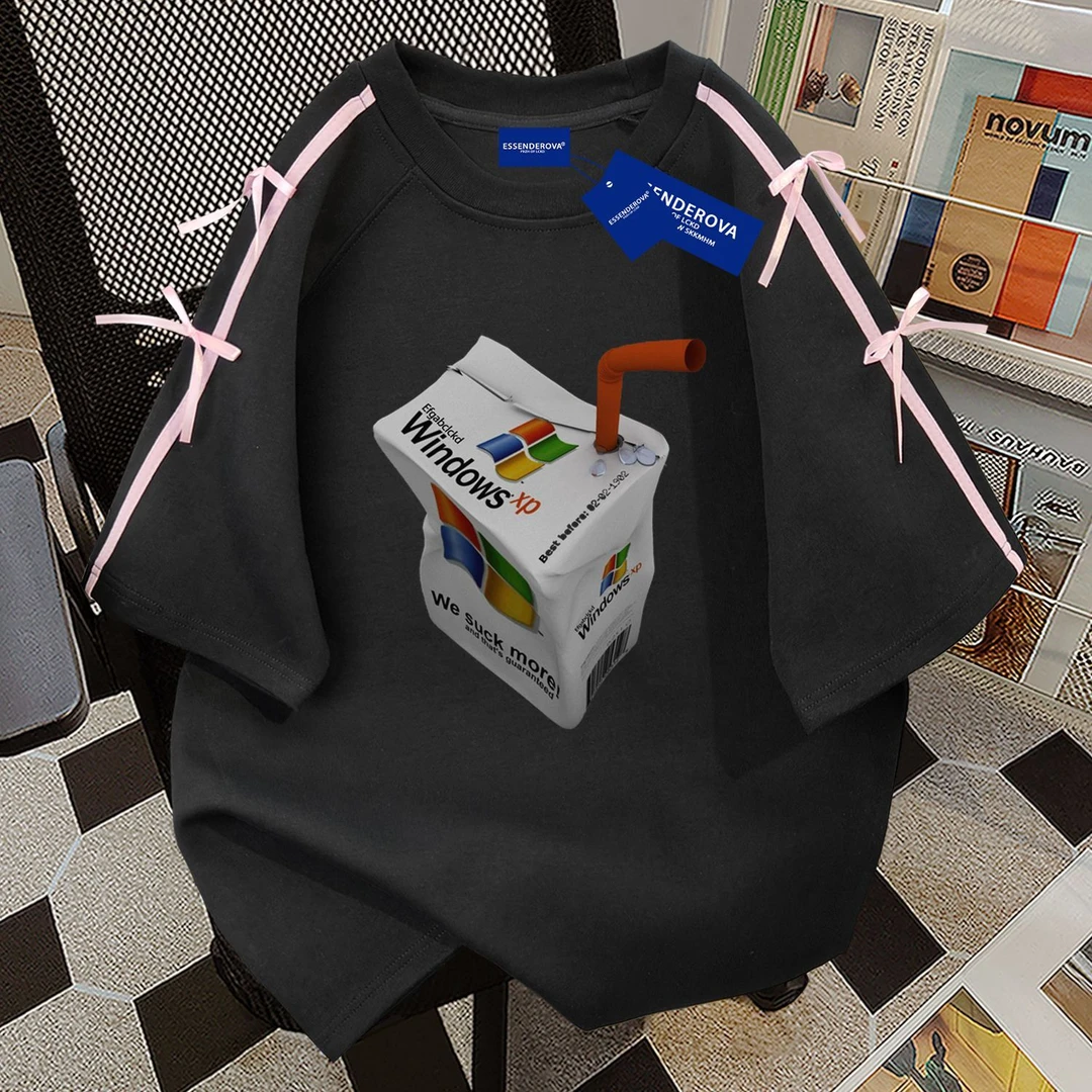 100%纯棉韩欧美复古慵懒风圆领短袖t恤男女夏季宽松情侣上衣ins潮