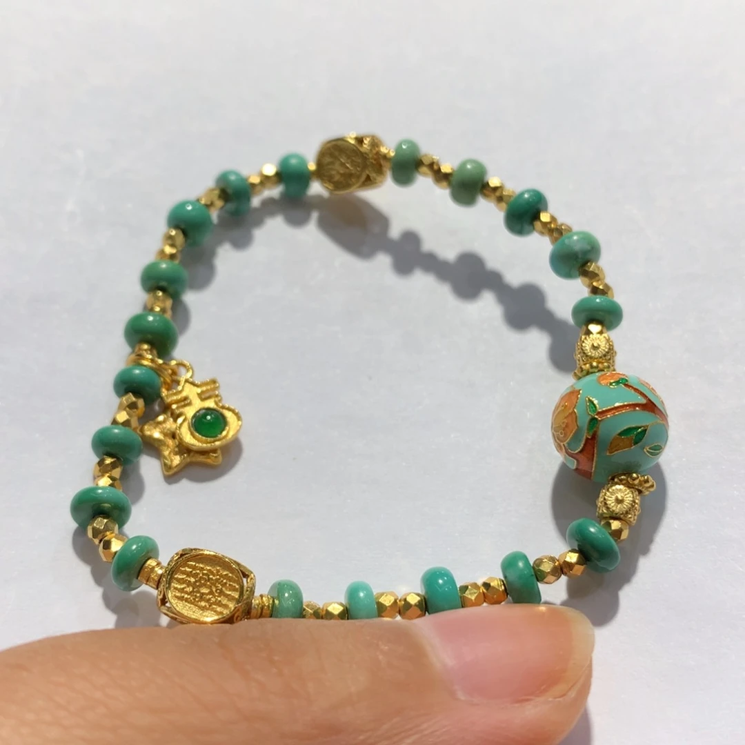 银S925镶嵌绿松石单圈