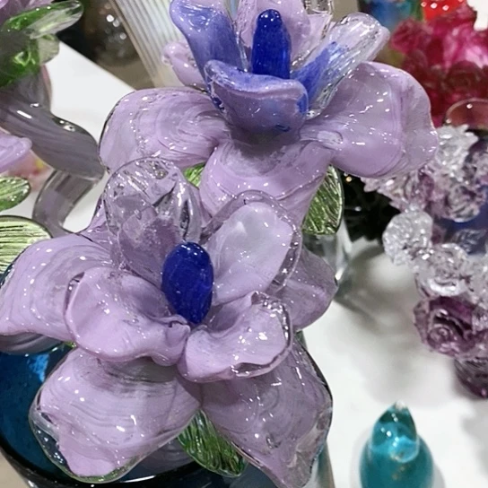 无铅玻璃高度45厘米夜光薰衣草色琉璃花