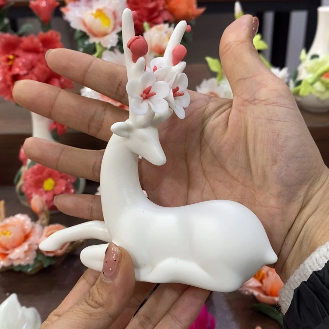瓷片陶瓷手工花摆件