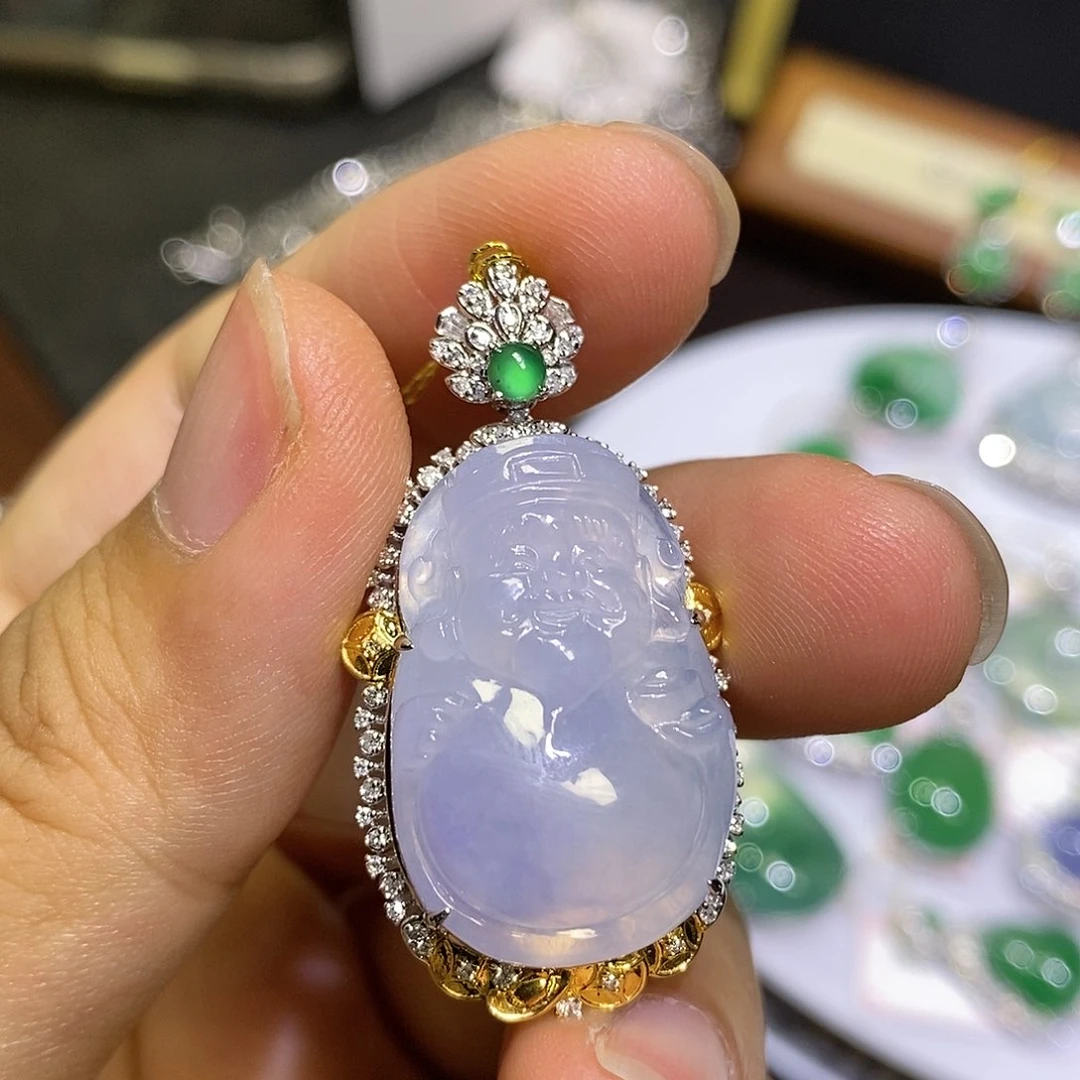 【闪购商品】翡翠18K金镶嵌吊坠(不含链)