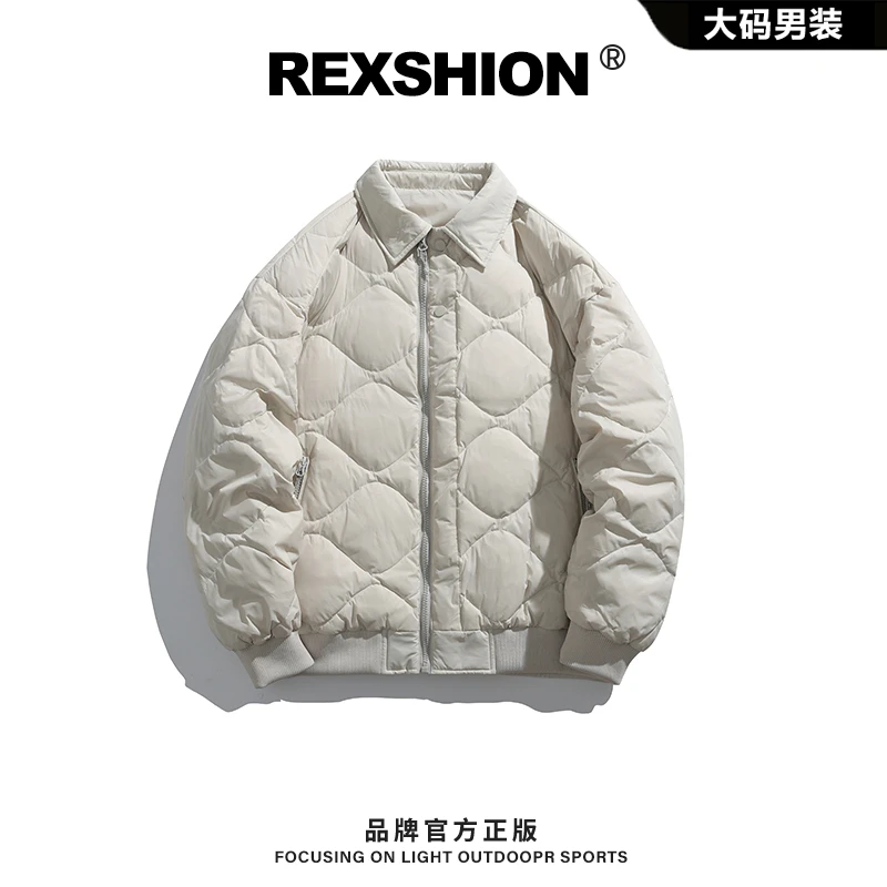 REXSHION白鸭绒情侣休闲短款外套男士冬季新款美式三防轻薄羽绒服