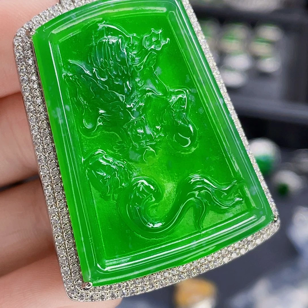 翡翠银S925镶嵌吊坠(不含链)