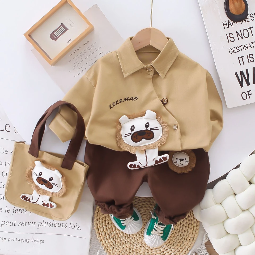 童装男童春装套装2025新款男宝宝婴儿童春秋季洋气长袖衬衫两件套