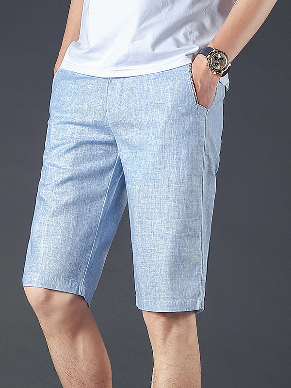2025新款亚麻短裤男五分裤宽松棉麻休闲夏季外穿中裤男士修身薄款