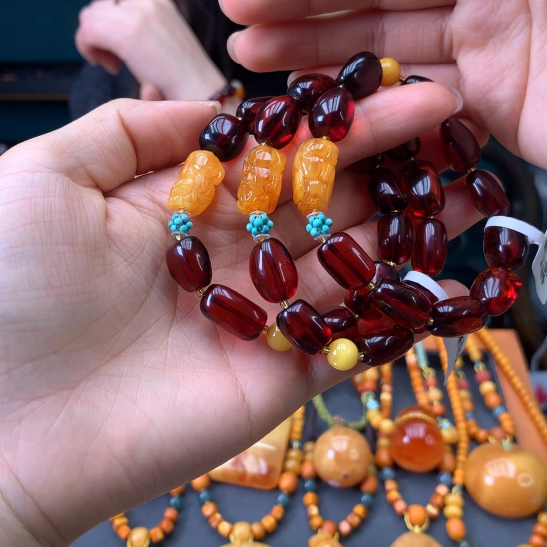 琥珀未镶嵌手串多样性发一
