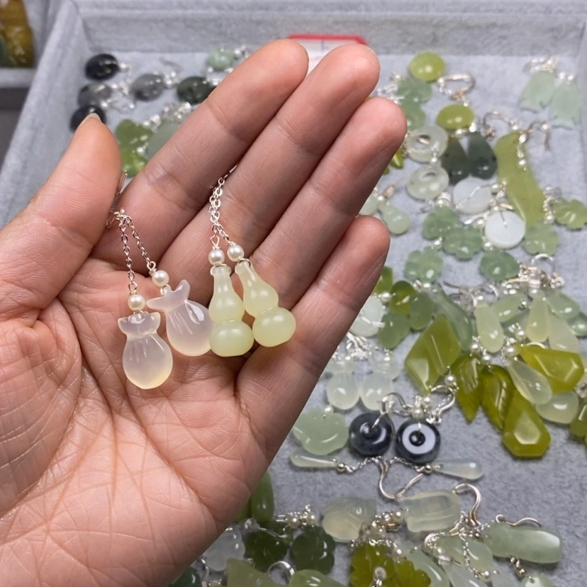 【闪购商品】蛇纹石玉挂件耳饰耳环项链未镶嵌懂*