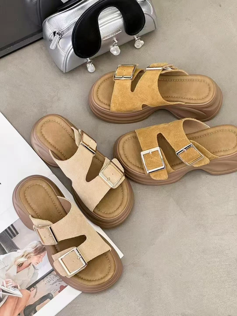 芭士拉增高休闲一字拖法式厚底凉拖凉鞋ins网红防滑沙滩鞋