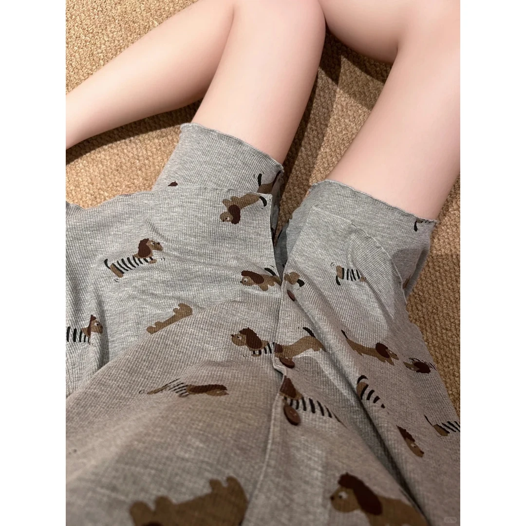 甜美风少女可爱卡通腊肠狗短袖睡衣女夏季新款短裤套装舒适家居服