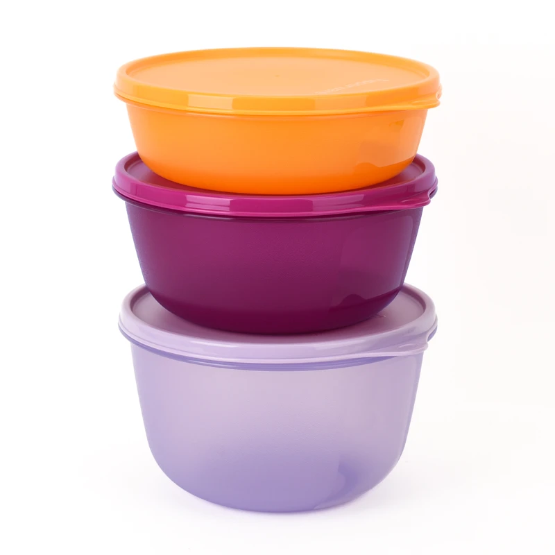 特百惠 保鲜圆碗 大容量冰箱冷藏保鲜盒 密封沙拉碗方便收纳盒