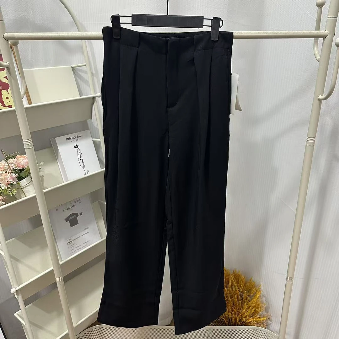 5199舒适宽松显瘦褶皱休闲裤