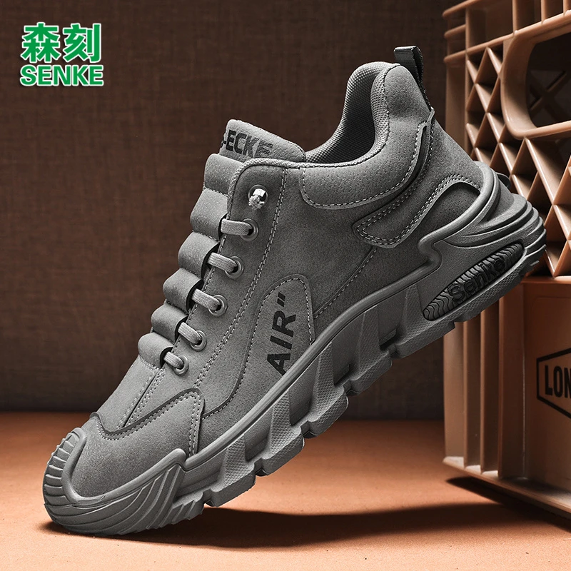 森刻男鞋2025秋冬新款软底户外登山百搭潮流男士运动休闲跑步鞋子