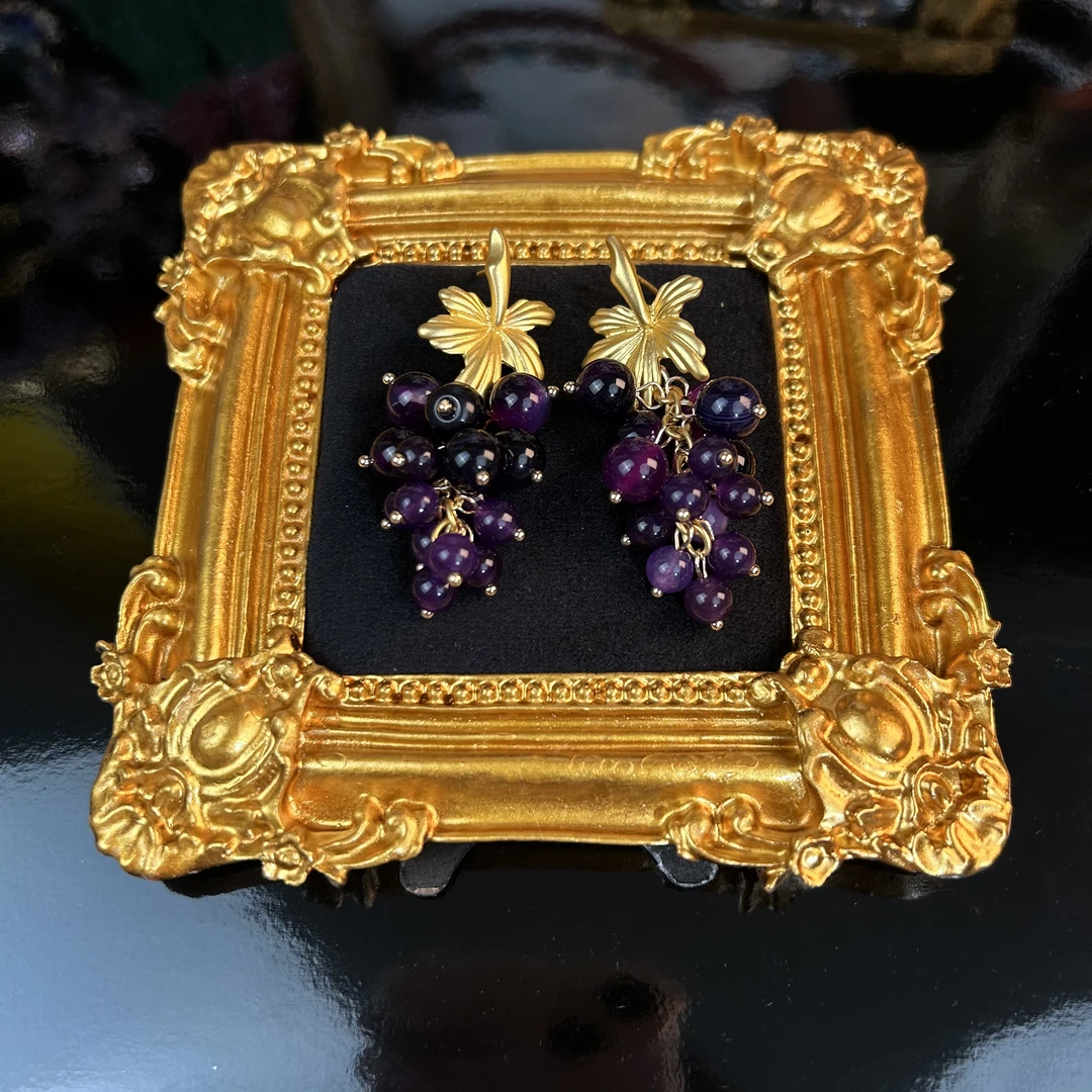 铜合金耳饰 【242】中古风葡萄串长耳环甜酷风复古耳环耳饰个性潮流