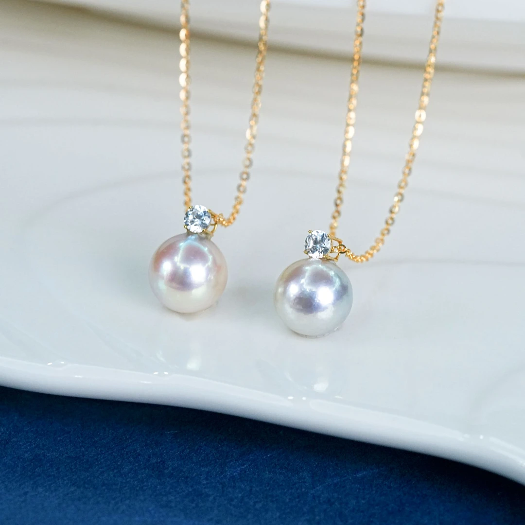 【憨姐珍藏】8-9mm18K金海水akoya戴妃吊坠（赠银链）-多样性发一