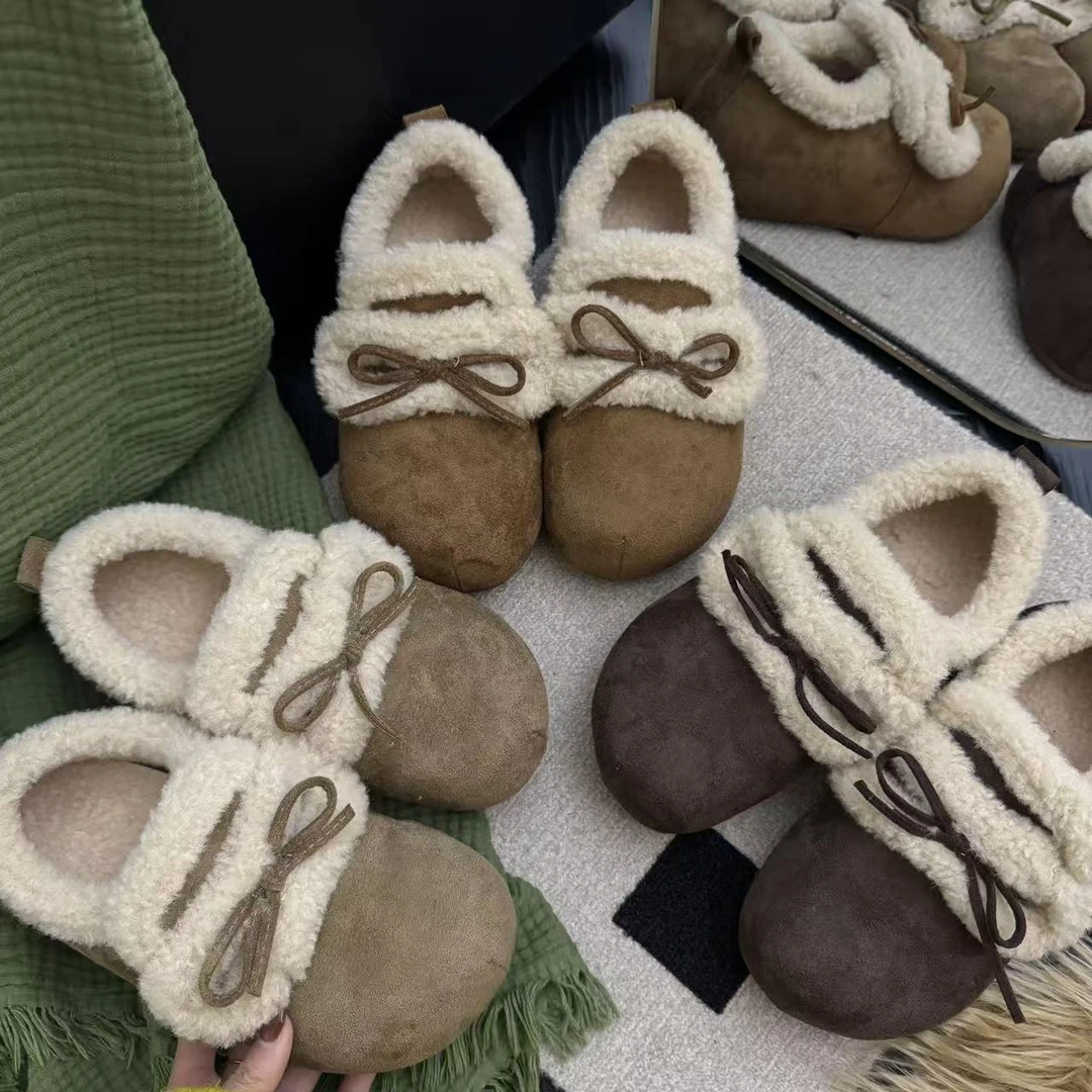 2025年冬季新款一脚蹬包跟蝴蝶结设计款时尚百搭外穿洋气女博肯鞋