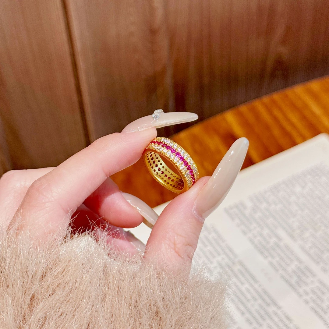 铜合金锆石戒指 点钻蔷薇路路通戒指