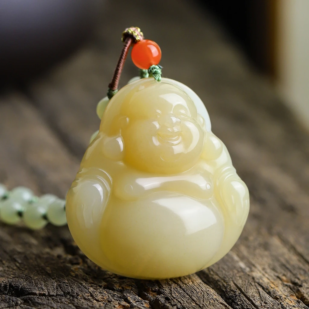 【孤品收藏】正宗和田玉弥勒佛公50mm大号吊坠糖料女款项链妈妈礼物