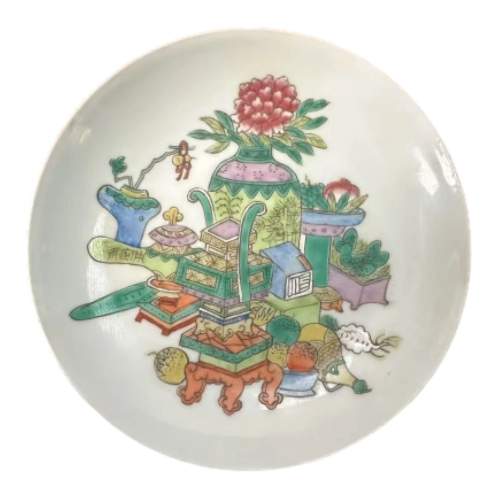 AS06794   清 光绪 粉彩博古纹赏碟B3