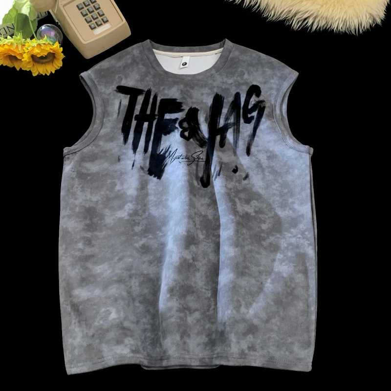 muxiaofei/慕小菲复古重磅260克美式简约背心男潮流夏季无袖T男款