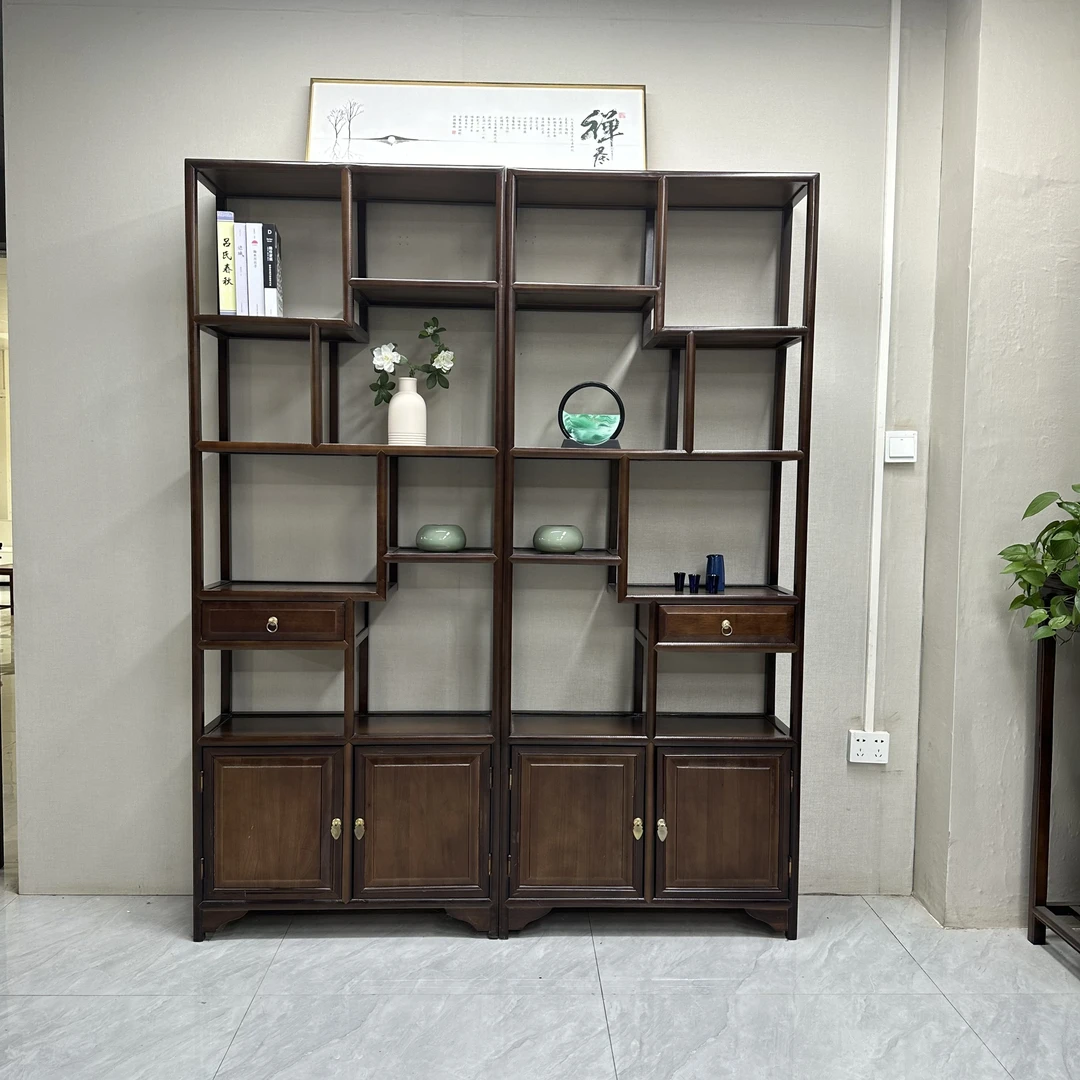 78公分新中式实木博古架茶架柜家用书架多宝阁展示柜置物架隔断
