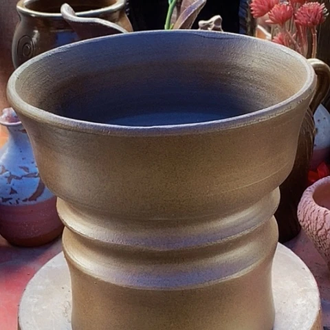 紫砂花盆口22高度21.5手工福利