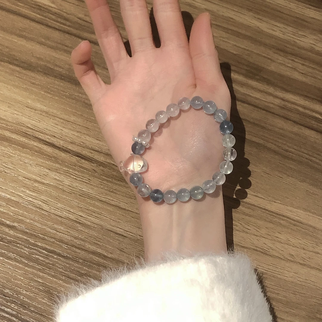 SG1694-［冲浪小海豚］海蓝宝白水晶施华洛手串均有瑕色差