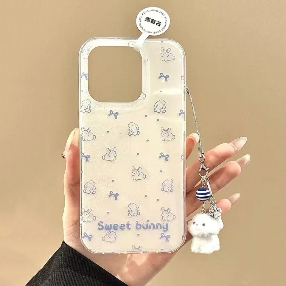 韩风线条兔子适用于苹果16PRO/华为/小米/VIVOIQOOOPPO一加手机壳