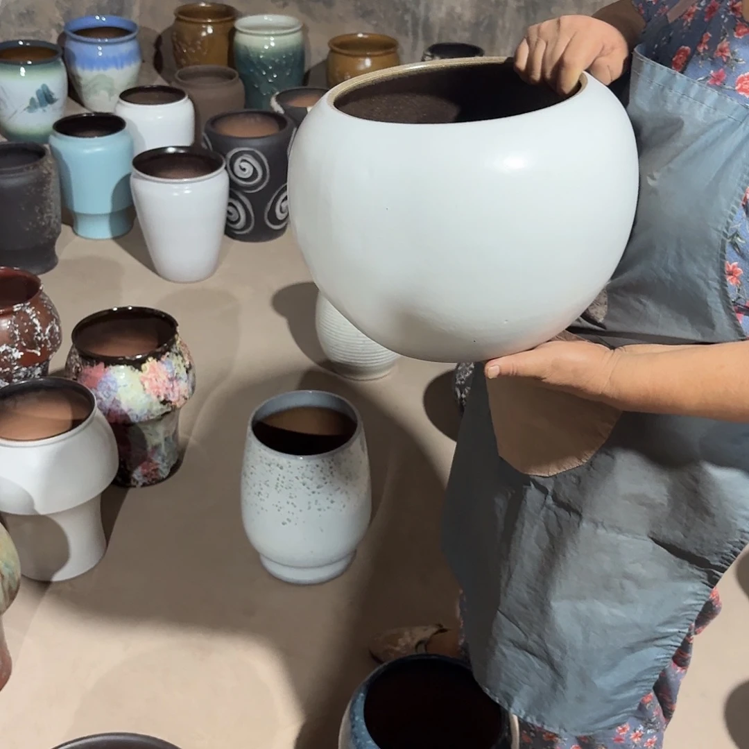 紫砂花盆口21高23