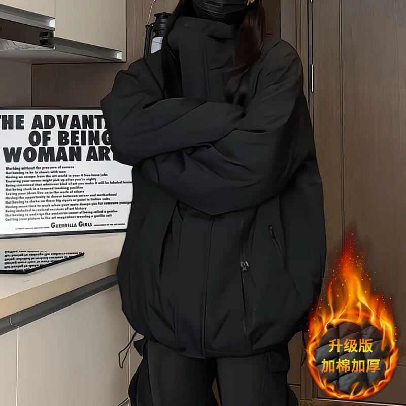 黑武士机能棉服男冬季新款夹棉保暖棉衣户外防风登山宽松夹克外套