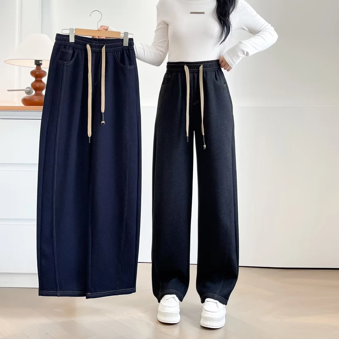 大码女装 腰70-82 加绒弯刀牛仔裤8835#