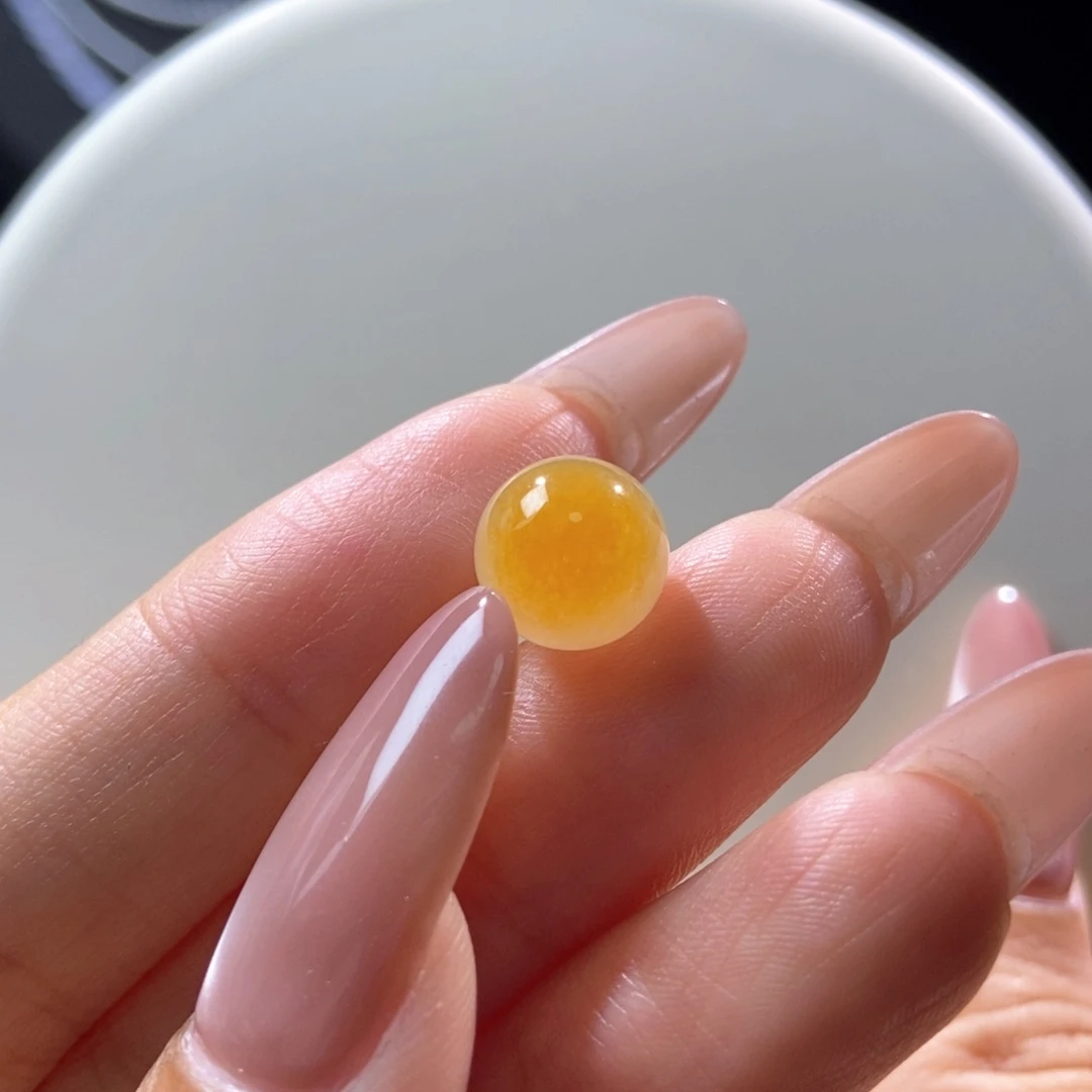 翡翠散珠翡翠鲜橙黄圆珠10.42mm