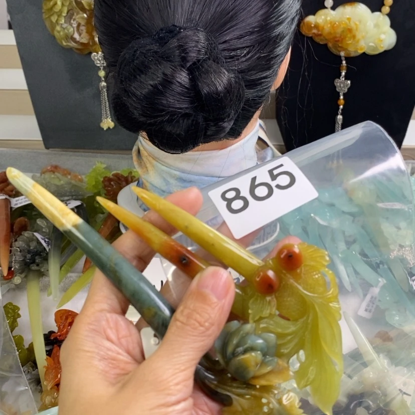 【闪购商品】岫玉发饰合金冰****水发簪