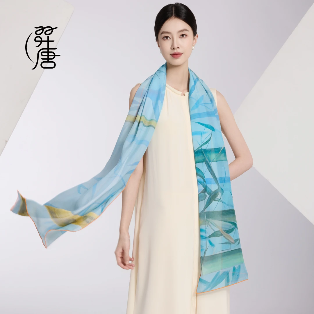 羿唐丝绸原创设计【竹林七贤】丝巾方巾围巾披肩新款围脖女