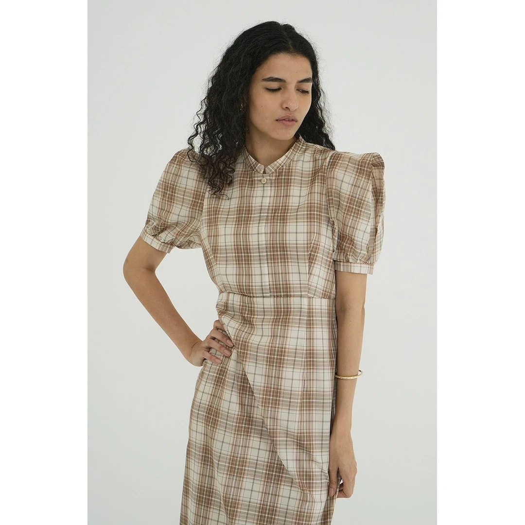 【DD外贸】夏季新款 松本 高级感亚麻混纺显瘦裙子泡泡袖连衣裙