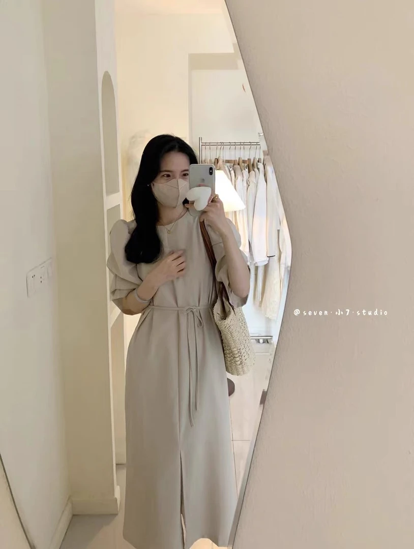 小众设计感法式韩版宽松连衣裙衬衫半裙套装