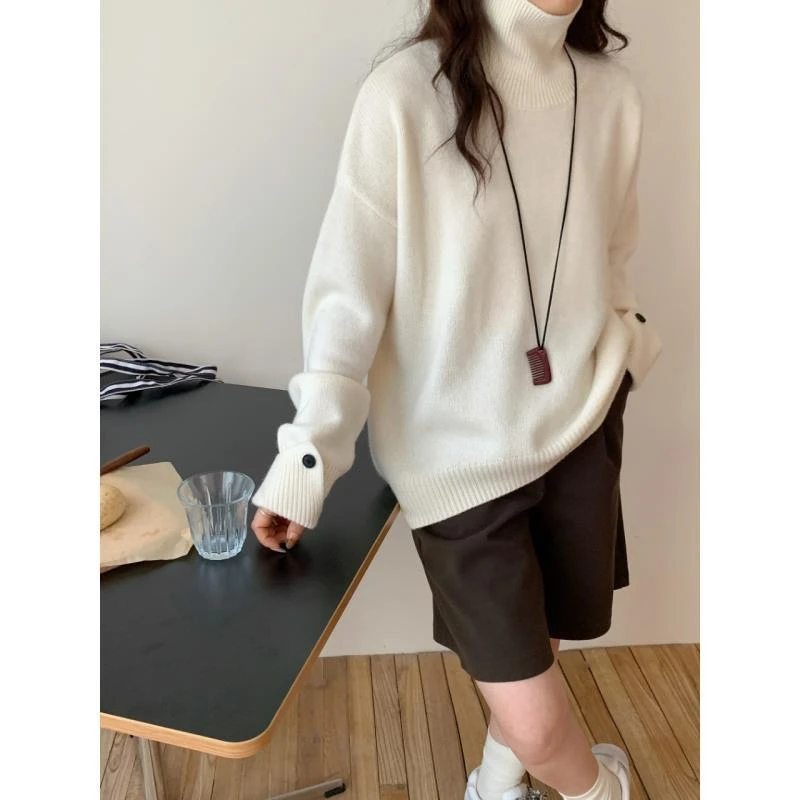 【段公子甄选】羊毛针织衫女厚款长袖宽松毛衣百搭上衣7008