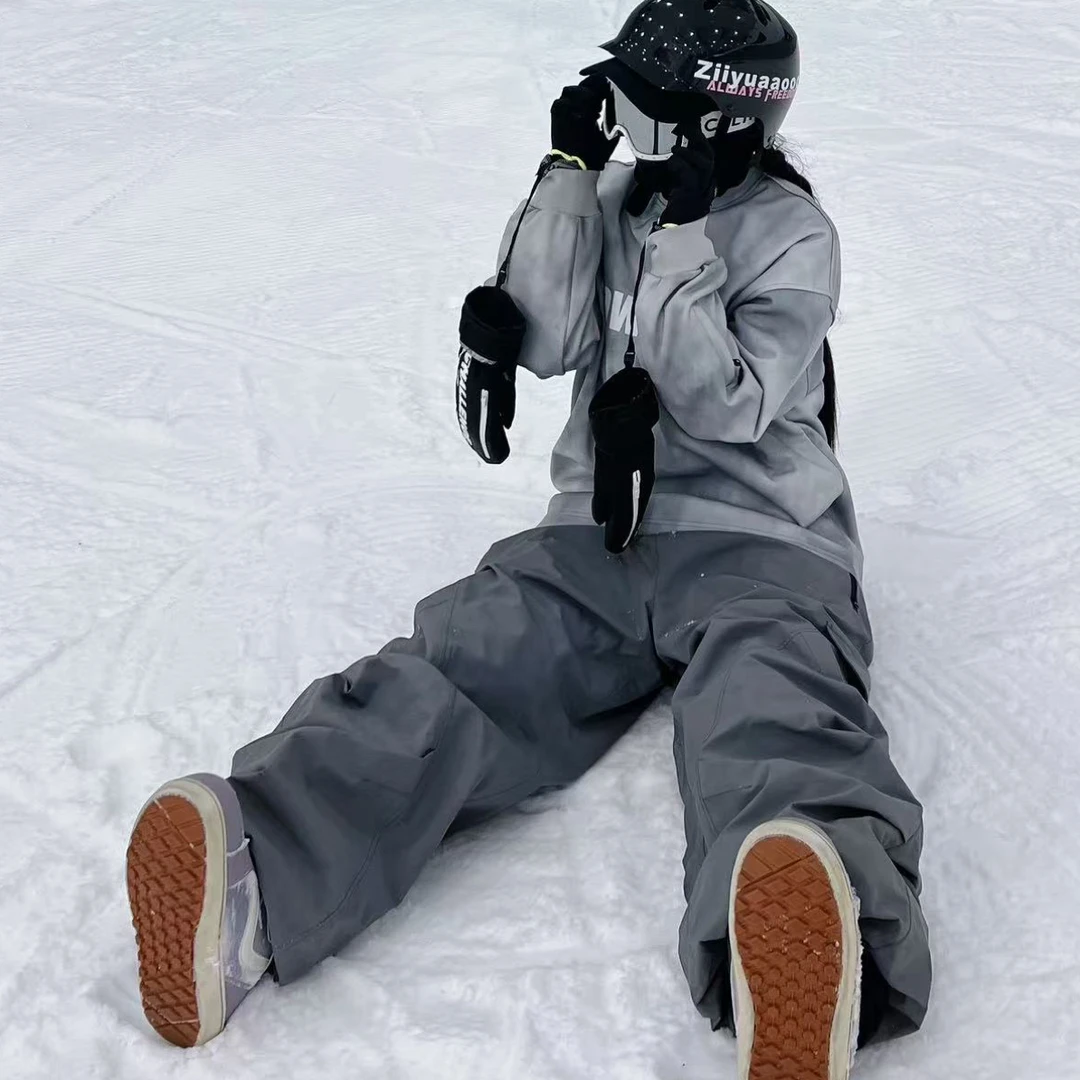 新款3l全压胶滑雪裤嘻哈日系风宽松oversize防风透气耐磨褶皱裤