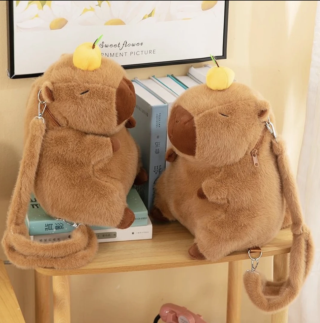 可爱卡皮巴拉水豚毛绒双肩包公仔玩偶40cm（误差2-3cm）