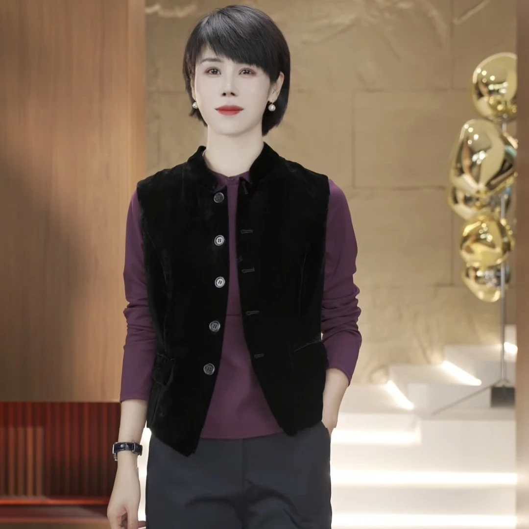 【渲渲推荐】CC-23011早修身秋时尚休闲中式【丝绒】马甲