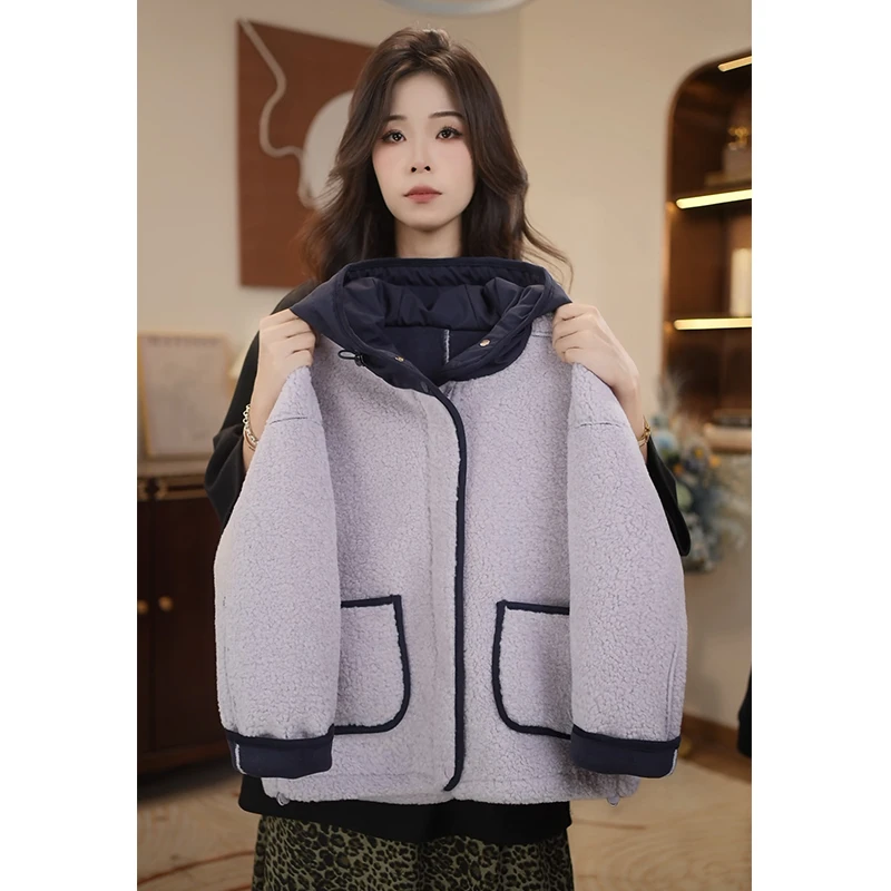 女童韩版2025秋冬新款外套儿童冬季连帽加厚加绒百搭上衣Q63293